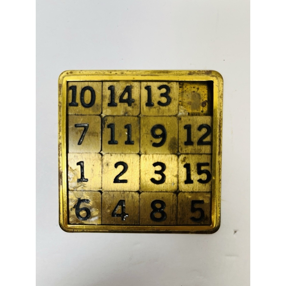 Vintage Brass 15 Number Slide Puzzle (22)